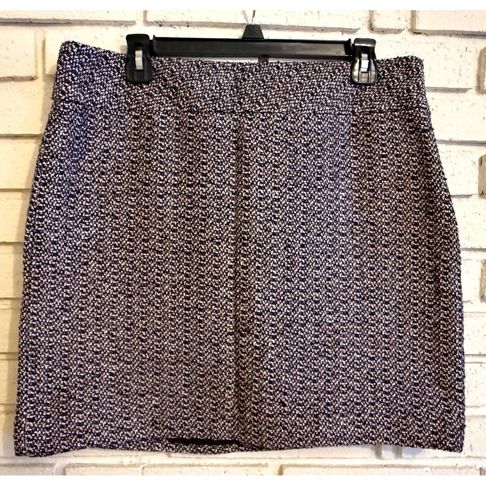 Loft Tweed Blue and Pink Sz. 12 Lined Skirt Side Zip NWOT Business Wool Blend